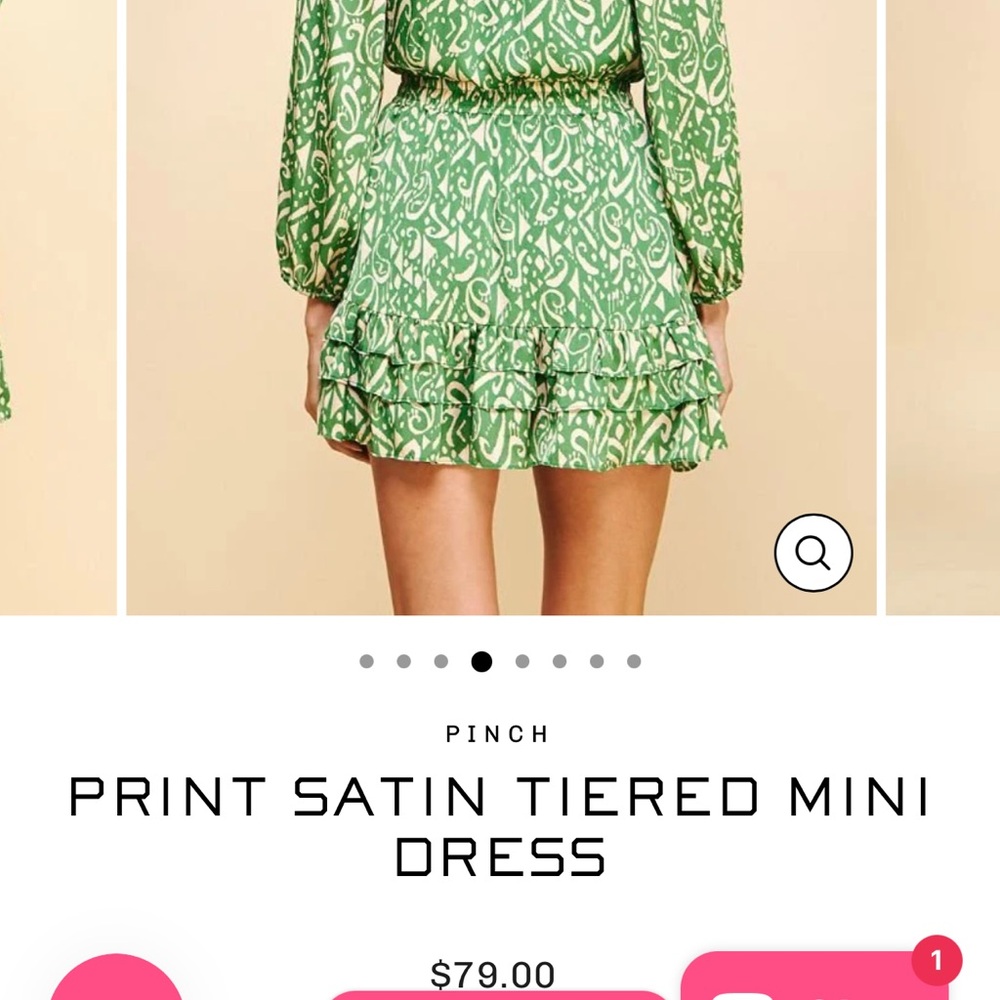 Pinch Green Patterned Satin Mini Dress - Picture 4 of 11